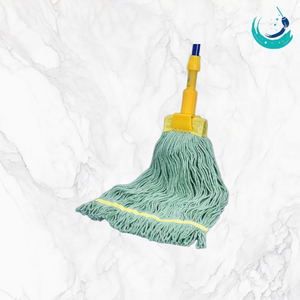 KSR High Quality Cotton Green Yarn Kentucky Mop Heads 5" Yellow Top Mesh Band Self Wringer Reusable Durable Floor Cleaning - Product Image 4
