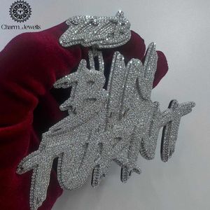 จี้รูปตัวอักษร Charm Jewells Moissanite เงินแท้ 925 ชุบโรเดียม ประดับเพชรแบบไมโครเพฟ สไตล์ฮิปฮอป สำหรับทั้งชายและหญิง - Product Image 5