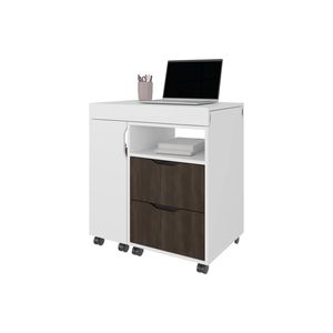 White and Stained Walnut 2-Drawer Extendable <b>Computer</b> <b>Desk</b> with Sliding Mechanism - Product Image 3