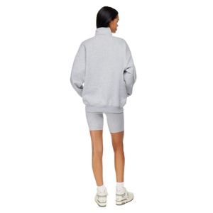 Pull à manches longues pour femmes, vente en gros, col montant, Zip, sweats à capuche, Support personnalisé, OEM 100% coton - Product Image 5