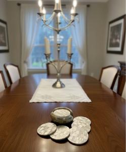 Juego de Posavasos de Lujo de Nácar con Soporte, Posavasos Redondos Hechos a Mano de Concha para Café, Té, Bar, Regalo, Decoración - Product Image 6