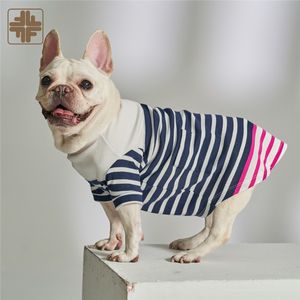 Camiseta de algodón y poliéster reciclado para mascotas con rayas transpirables ODM - Product Image 4