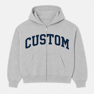 เสื้อฮู้ดซิปโอเวอร์ไซส์ลายพิมพ์กราฟิกสตรีทแวร์สำหรับผู้ชายและผู้หญิง  ผ้าฝ้ายฟลีซหนานุ่ม สไตล์วาร์ซิตี้  รับผลิตแบบ OEM ODM พร้อมโลโก้ตามสั่ง - Product Image 5
