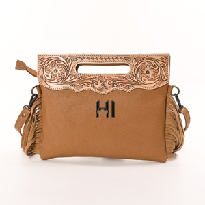 Bolso Bandolera Boho Hecho a Mano de Cuero de Vaca con Pelo, Bordado Estilo Western, con Correa Desmontable - Product Image 5