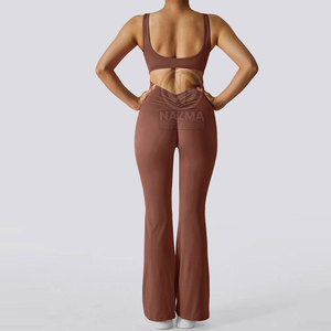 Factory Made Reasonable Price Design Your Own Women Gym <b>Jumpsuits</b> Summer Knitted Solid Color Breathable Quick Dry High Quality - Product Image 2