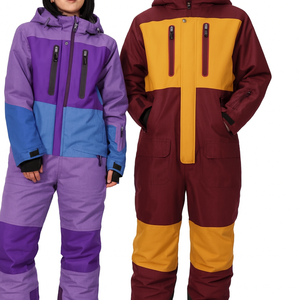 Waterproof One Piece Ski Suit Women <b>Men</b> Winter Snowboarding Jumpsuit <b>Thermal</b> Hooded Windproof Outdoor Sports Skiing Apparel Wear - Product Image 2