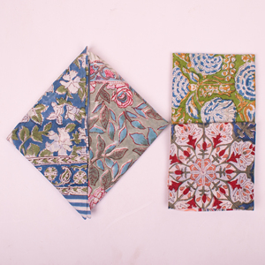 Juego de Pañuelos Cuadrados de Algodón con Estampado Floral Multicolor, Casuales, para Primavera/Verano, Suaves al Tacto - Product Image 4
