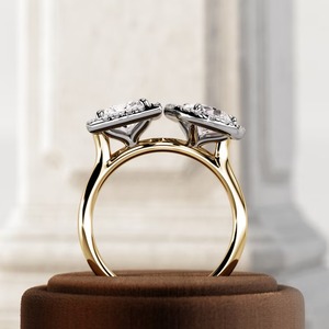 Bague de fiançailles et de mariage éternelle Toi et Moi en or massif 14k/18k avec diamant de laboratoire taille princesse en poire Halo de 1 carat, certifiée IGI - Product Image 5