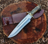 Couteau de chasse multifonctionnel à pointe tombante en acier Damas forgé à la main, très tendance - OEM/ODM disponible, haute qualité, personnalisable 1