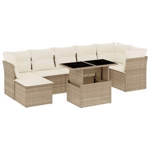 Ensemble de canapés de jardin en rotin beige avec rangement, 6 places, mobilier d'extérieur, design contemporain - Product Image 4