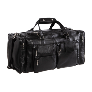<b>Leather</b> Duffel <b>Bag</b> Weekender Travel <b>Bag</b> with Zipper Closure and Adjustable Strap Black Durable Unisex Duffel <b>Bags</b> - Product Image 2