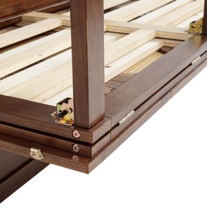 Cama Murphy tamaño Queen de madera de pino con estación de carga y panel de ratán con acabado en nogal - Product Image 4