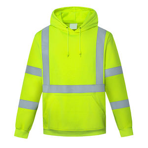 Vêtements de travail de sécurité imperméables en polaire 100% polyester, vêtements de travail de chantier verts, sweat à capuche réfléchissant personnalisé avec LED, design OEM, norme ANSI - Product Image 4