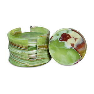 Juego de 6 Posavasos Personalizados con Soporte, Posavasos de Piedra Natural, Color Verde Lujoso, Mármol Violeta, Decoración para el Hogar - Product Image 1