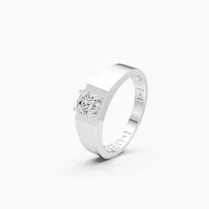 Daily Wear Lab Grown Diamond Round <b>Mens</b> Solitaire Gifting Statement <b>Ring</b> 0.54 Ct In 9K Yellow White And Rose Gold - Product Image 3
