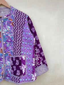Veste d'hiver indienne faite à la main 100% coton écologique matelassée anti-plis respirante séchage rapide imprimée numériquement avec poche avant - Product Image 5