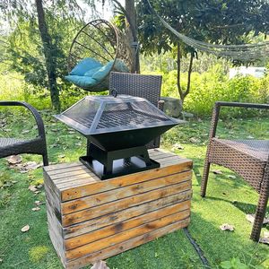 Braciere Portatile - Moderno Barbecue Quadrato, Stufa da Esterno e Caminetto da Giardino a Legna - Product Image 6