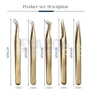 Ensemble de 5 pinces à cils professionnelles en acier inoxydable, droites, semi-courbées, outils pour extensions de cils, durables, parfaits - Product Image 5
