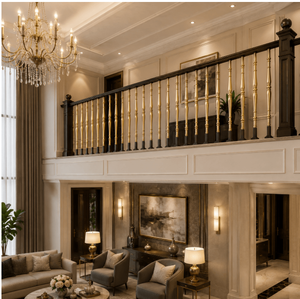 Iron Stair Railing Traditional Turned Brass Baluster Gold Stair Spindle Decorative Balustrade Rust Resistant <b>Wall</b> Mounted Custom - Product Image 6
