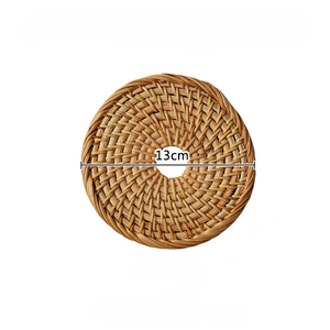 Sous-verre rond en rotin naturel tressé, résistant à la chaleur, style japonais/coréen, pour vaisselle, tapis de tasse, décoration de table de cuisine/salle à manger - Product Image 4