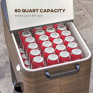 Carrello Frigo Portatile da 60 Litri con Apribottiglie, Ghiacciaia su Ruote e Ripiano Inferiore per Feste in Giardino, Terrazza e Bordo Piscina - Product Image 5