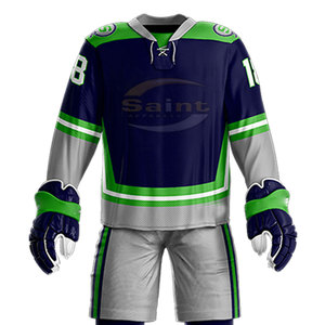 New Arrival Green Gray and Black <b>Colour</b> Ice Hockey Uniform Polyester Material with Low Price Ice Hockey Uniform - Product Image 5