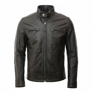 Meilleur prix Veste imperméable coupe-vent en cuir véritable de qualité supérieure pour homme Teinte unie pour l'hiver Disponible en toutes tailles Vente en ligne disponible - Product Image 1