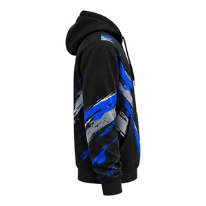 Sweat à capuche graphique noir et bleu pour homme |   Sweat-shirt en coton oversize style streetwear |   Sweat à capuche d'hiver personnalisé imprimé - Product Image 3