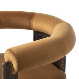 Chaise de salle à manger contemporaine en teck avec revêtement en tissu velours pour mobilier commercial de haute qualité - Product Image 6