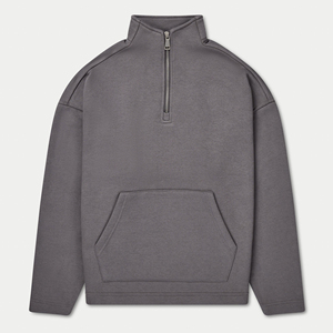 Custom Quarter Zip <b>Pullover</b> <b>Men</b> Stretch Performance Blank Crew neck Oversize Sweat Shirts Black <b>Men</b> Sweatshirt - Product Image 5