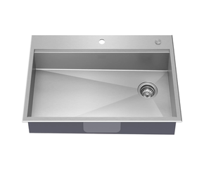 Bol simple fait à la main THCSS-0433 évier en acier inoxydable 304 bol profond ergonomique drainage lisse conception robuste résistant aux rayures - Product Image 1