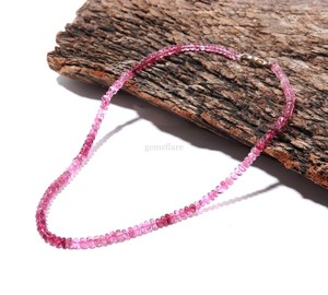 Collier en tourmaline rubellite naturelle lisse, perles rondes, fait main, pierres précieuses de tourmaline rose, élégant pour la création de bijoux - Product Image 1