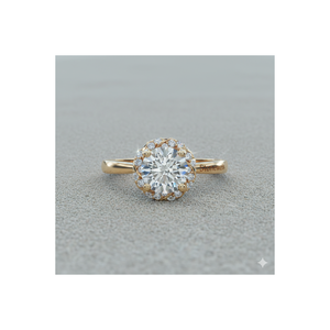 Bague de fiançailles classique avec halo de diamants pavés torsadés - Product Image 1