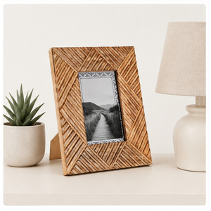Wholesale Hand-Carved Solid <b>Wooden</b> Photo <b>Frame</b> Geometric Textured Rustic <b>Picture</b> <b>Frame</b> for Tabletop Home Decor OEM Custom Size - Product Image 4