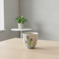 Tasse à thé en grès céramique de style nordique de qualité supérieure 3460938-0.12 avec motif floral estampé, capacité de 120 ml, fabriquée en Chine