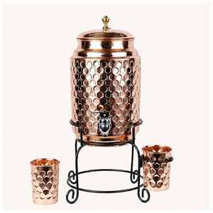 Premium Pure Copper Water Dispenser Large Capacity Hammered Ayurvedic Matka Pot for Immunity Boosting and Healthy Drinking - Product Image 3