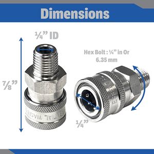 Raccordi Maschio NPT a Connessione Rapida da 1/4'' in Acciaio Inossidabile per Idropulitrici e Accessori per Bevande - Product Image 3