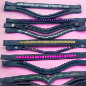 Diseño personalizado hecho en La India Todas las formas de cuero hecho a mano banda de la frente del caballo con muchos colores cristales piedras Bling cadena - Product Image 6