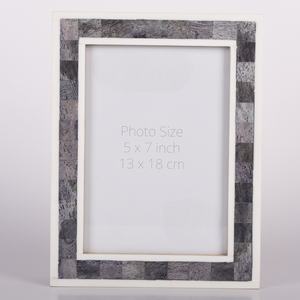 Eco Friendly Handmade Bone Resin Inlay <b>Photo</b> <b>Frame</b> Grey Mosaic Pattern Rectangular <b>5x7</b> Picture Display <b>Frame</b> - Product Image 2