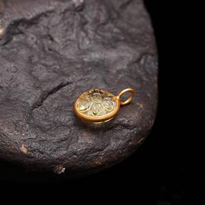 Pendentif en pierre de quartz citron naturel sculpté à la main, charme en argent sterling 925 pour la création de bijoux, 11 mm - Product Image 4