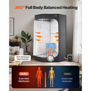 Sauna de Vapor Portátil para el Hogar, para 1 Persona, Mejorada con Vaporizador y 1 Silla Plegable, Control Remoto Incluido - Product Image 2