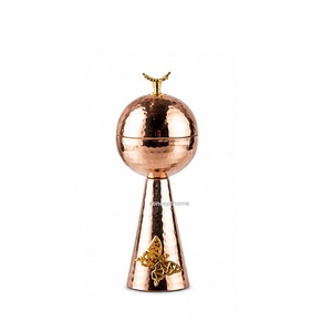 Brass Incense <b>Burner</b> with Crescent Moon Top Hand-made Religious Decor All-Season Use - Product Image 4