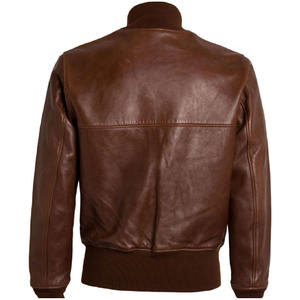 Chaqueta Bomber Marrón Personalizada para Hombre, Chaqueta de Cuero Bomber Casual con Botones, Estilo Vintage, de Buena Calidad y a la Moda - Product Image 6