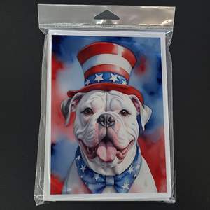Whimsical A7 Tamaño 5x7 Patriotic American Bulldog Tarjetas de notas en blanco con sobres Paquete de 8 tarjetas de felicitación - Product Image 3