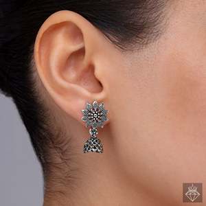 PRAO COMBO Boucles d'oreilles à la mode Perle Cristal Bali & Jhumki oxydé - Product Image 2