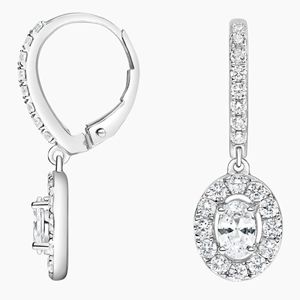 Oval Cut Moissanite Hoop <b>Earrings</b> for Women <b>Cute</b> Engagement Jewelry Handmade - Product Image 1