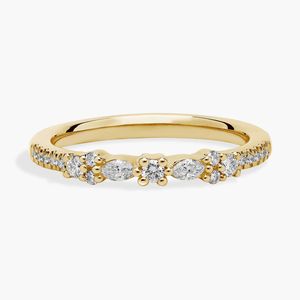 Bague en diamant marquise et rond en or rose - Product Image 1
