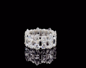 Pear and Round Multi-Shape 15 ct Diamond <b>Eternity</b> Band 925 <b>Silver</b> Hip Hop <b>Ring</b> Unisex Gift Jewelry - Product Image 5