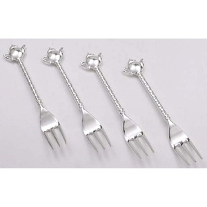 New Amazing Stainless Steel <b>Silver</b> Plated Metal Long Handle Fabulous Design Fruit Fork Spoon Server Set - Product Image 5