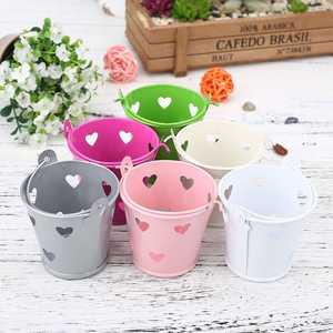 Galvanized Metal Bucket Planter Rustic Style Outdoor Garden Use for Flower Green Plant Circular Design - Product Image 5